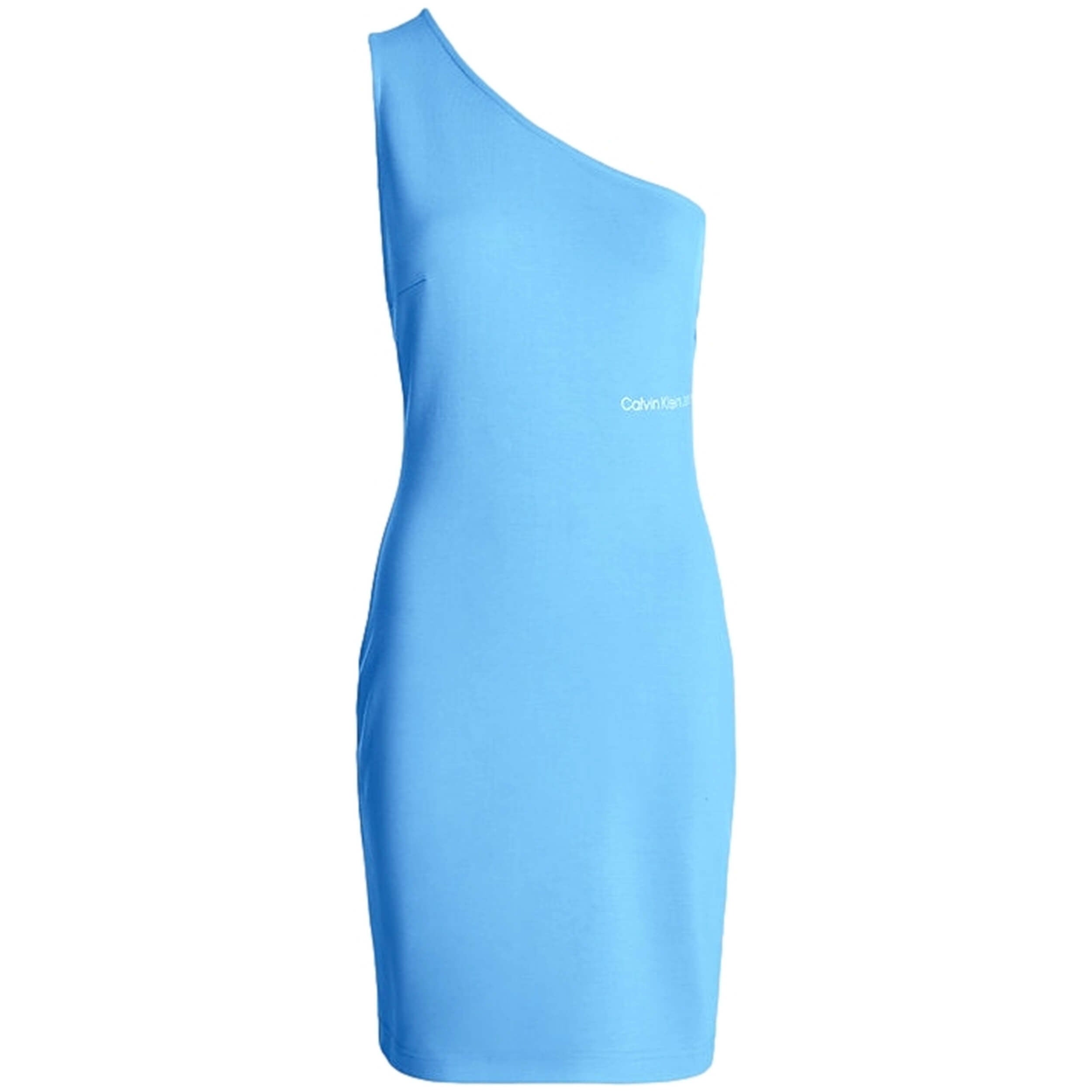 calvin klein asymmetrical dress Calvin Klein Asymmetrical Neck Short Sleeve Belted Scuba Crepe Midi Dress, Womens, 10, Santorini