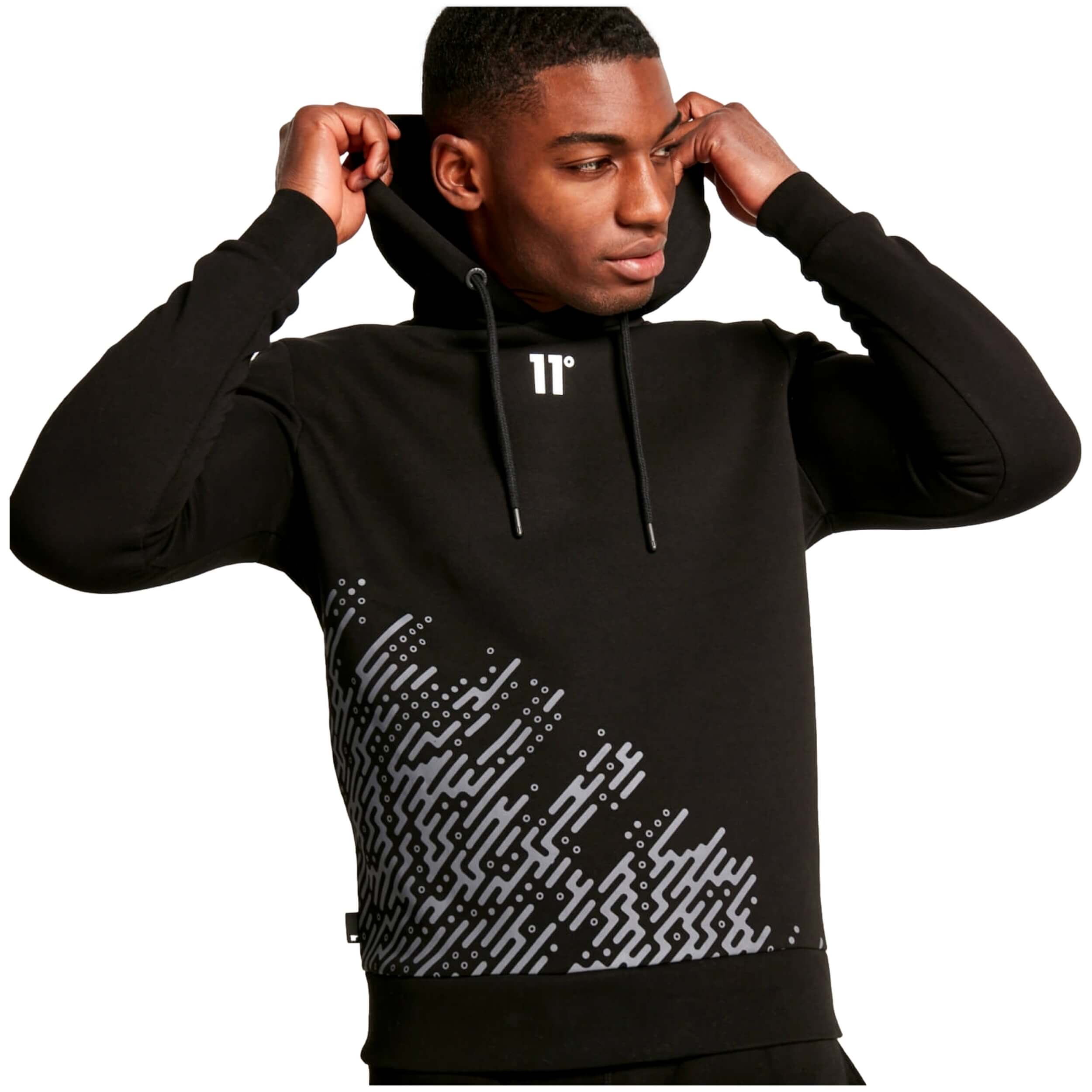 Sudadera Con Capucha 11 Degrees Placement Circuit Print -