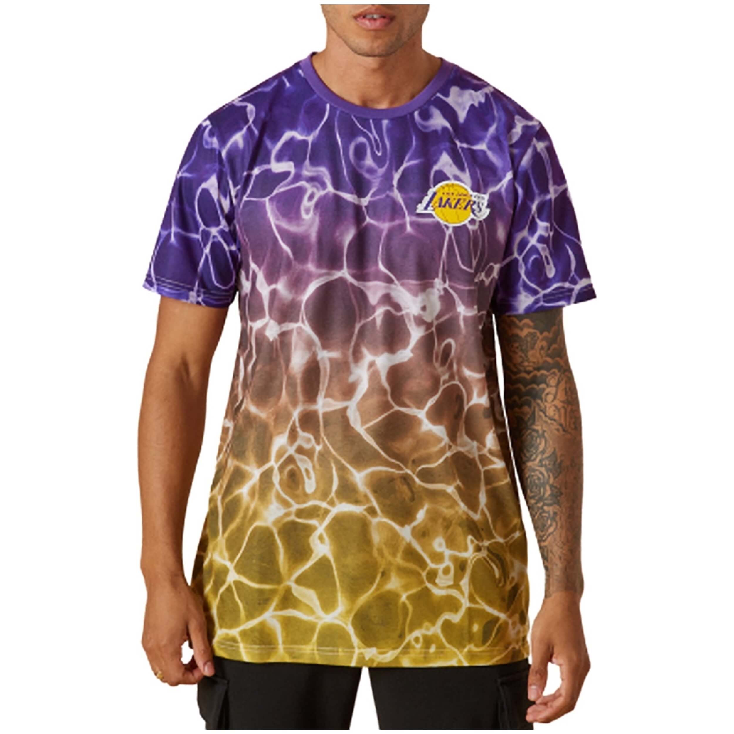 New Era NBA LA Lakers Team Colour Water Print Short Sleeve T-Shirt