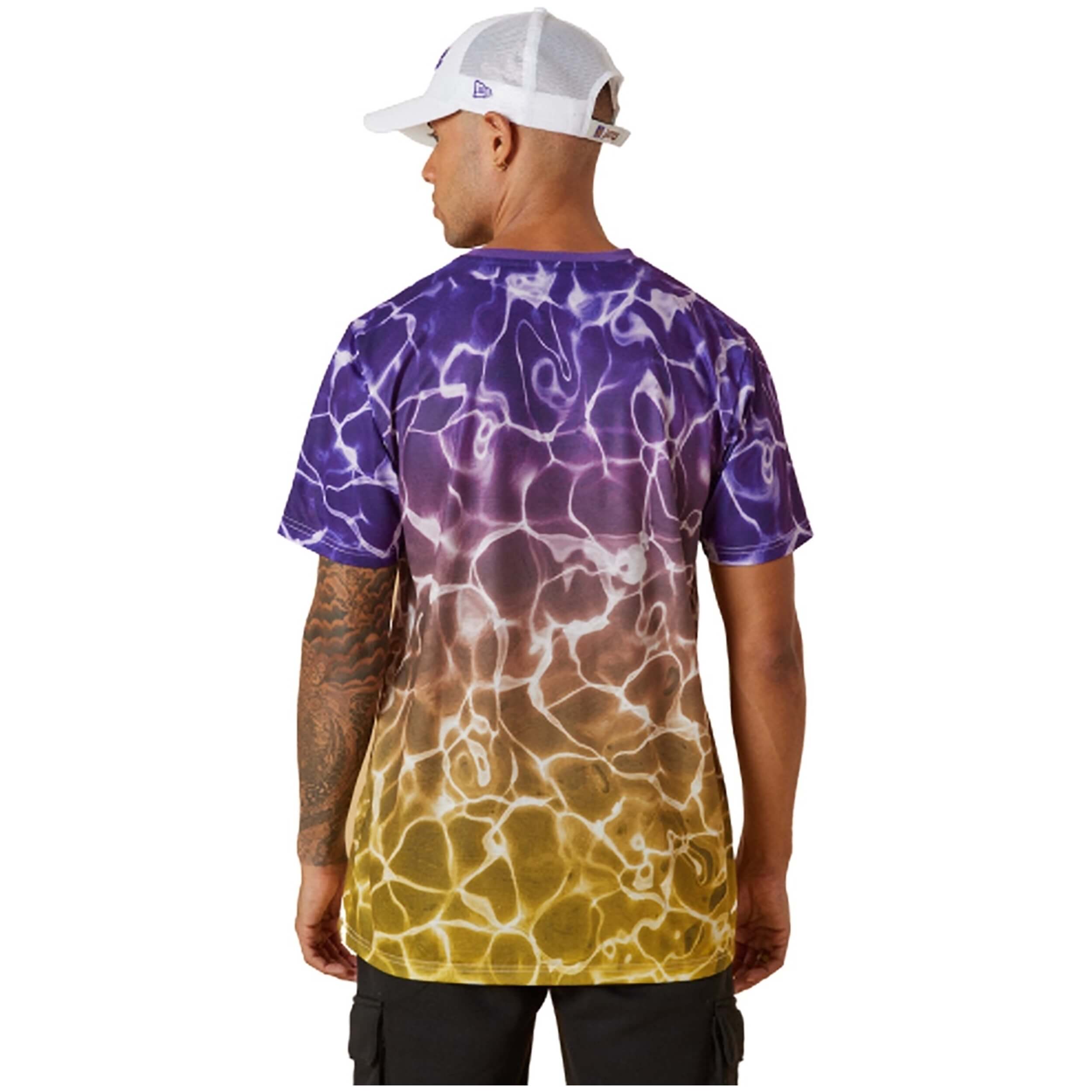 New Era NBA LA Lakers Team Colour Water Print Short Sleeve T-Shirt