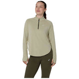 Camiseta De Manga Larga Asics Camiseta Asics Nagino Run Quarter Zip Manga Larga Verde Pálido Mujer
