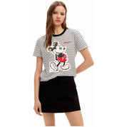 Desigual Mickey Mouse Striped Short Sleeve T-Shirt