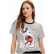 Desigual Mickey Mouse Striped Short Sleeve T-Shirt