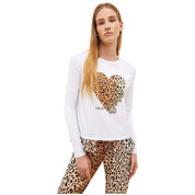 Liu Jo T-Shirt With Animal Print Heart Long Sleeve T-Shirt