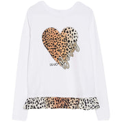 Liu Jo T-Shirt With Animal Print Heart Long Sleeve T-Shirt