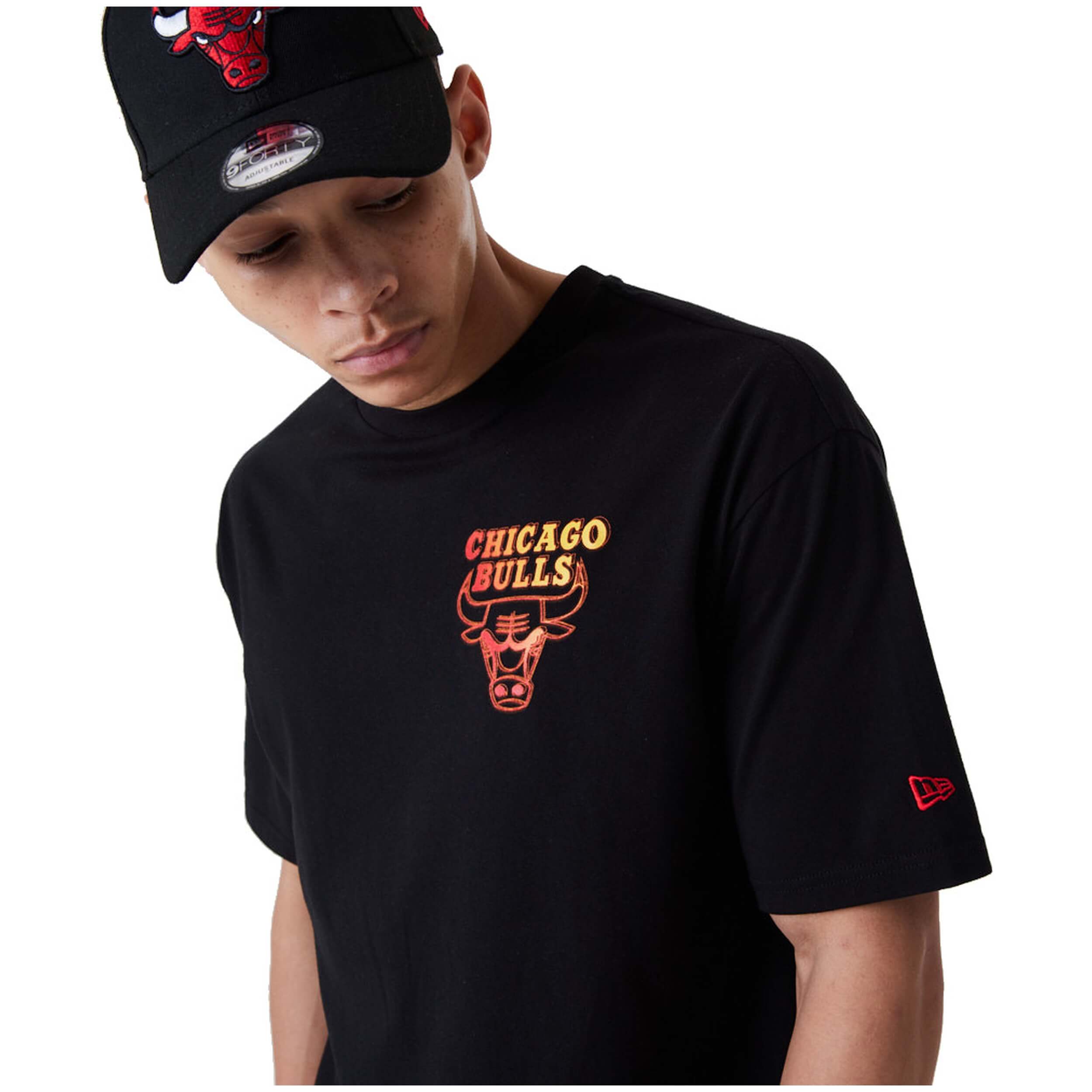 Camiseta De Manga Corta New Era Chicago Bulls Nba Neon Fade