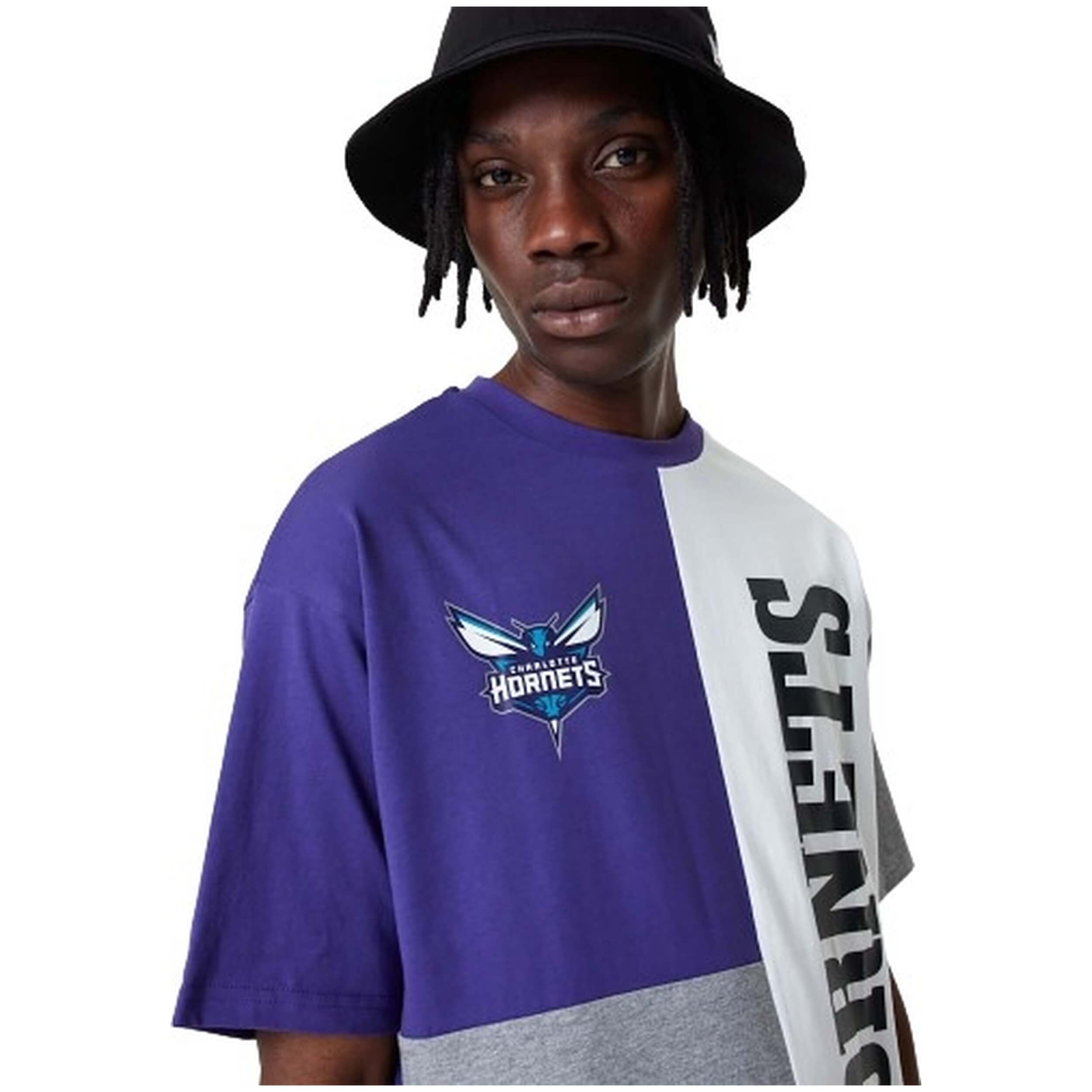 Camiseta De Manga Corta New Era Nba Charlotte Hornets Cut And Sew Oversized Tee