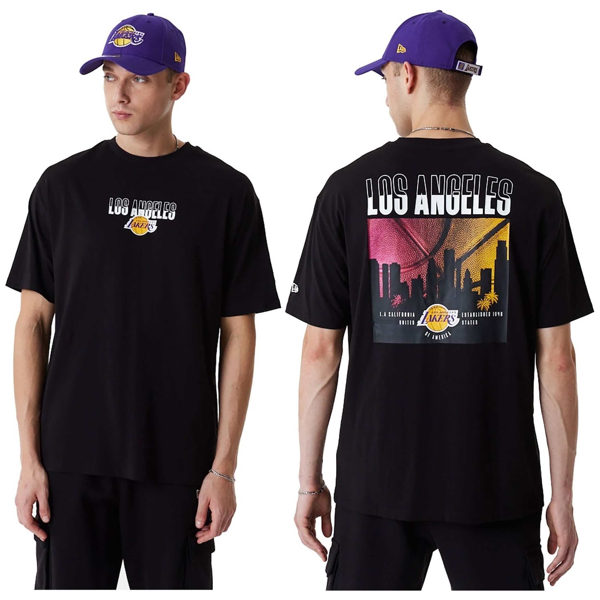 Camiseta De Manga Corta New Era Nba L.A Lakers City Graphic Oversized T-Shirt