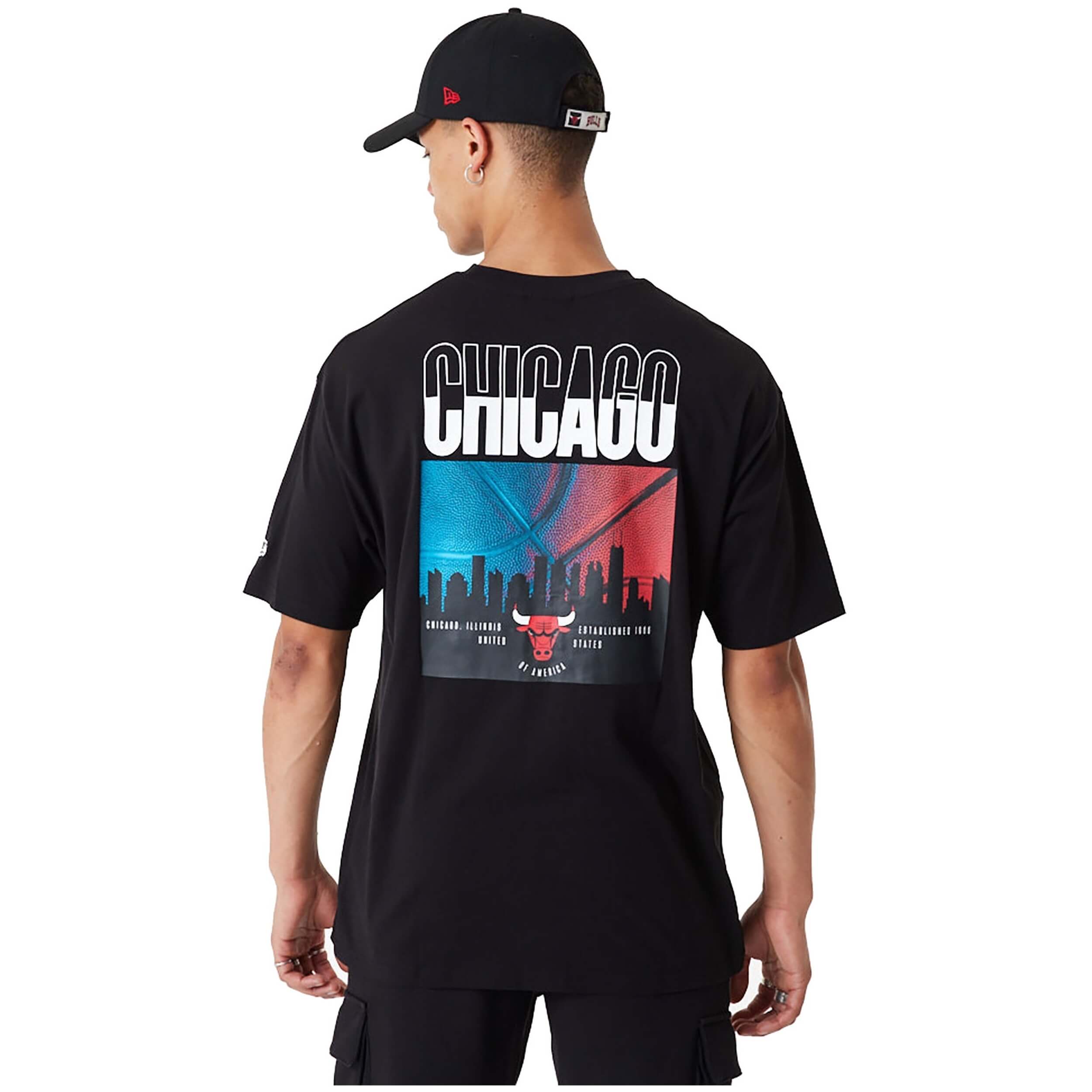 Camiseta De Manga Corta New Era Nba Chicago Bulls City Graphic Oversized