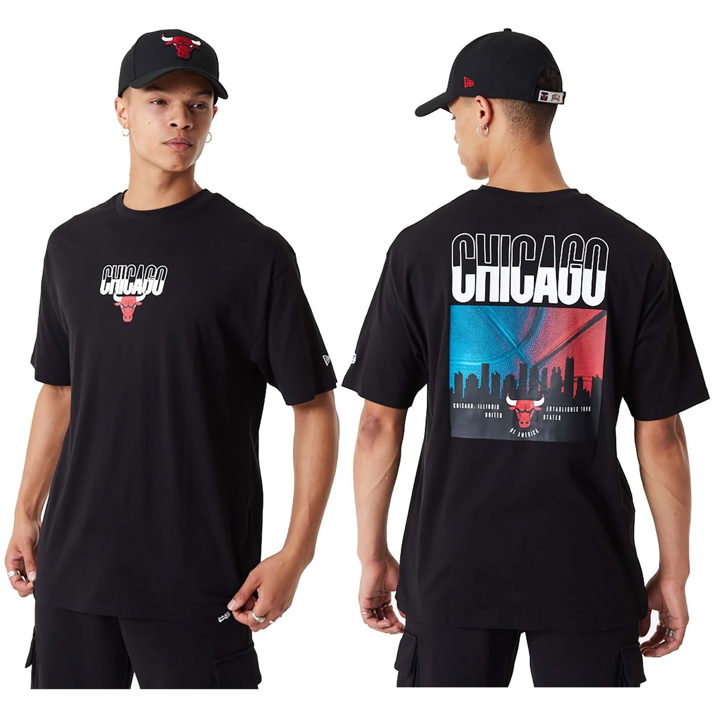 Camiseta De Manga Corta New Era Nba Chicago Bulls City Graphic Oversized