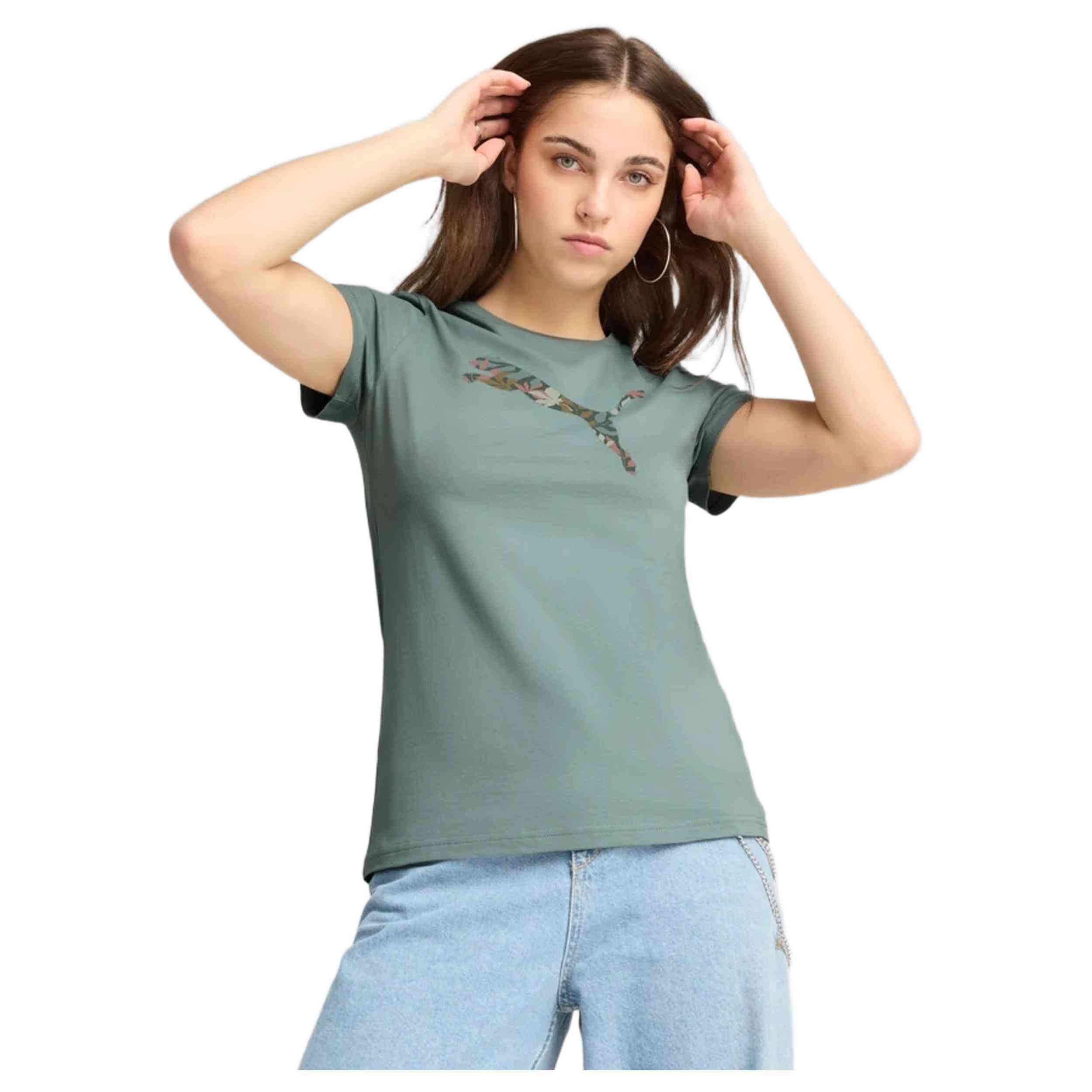 Camiseta De Manga Corta Puma Graphics Floral Cat Logo