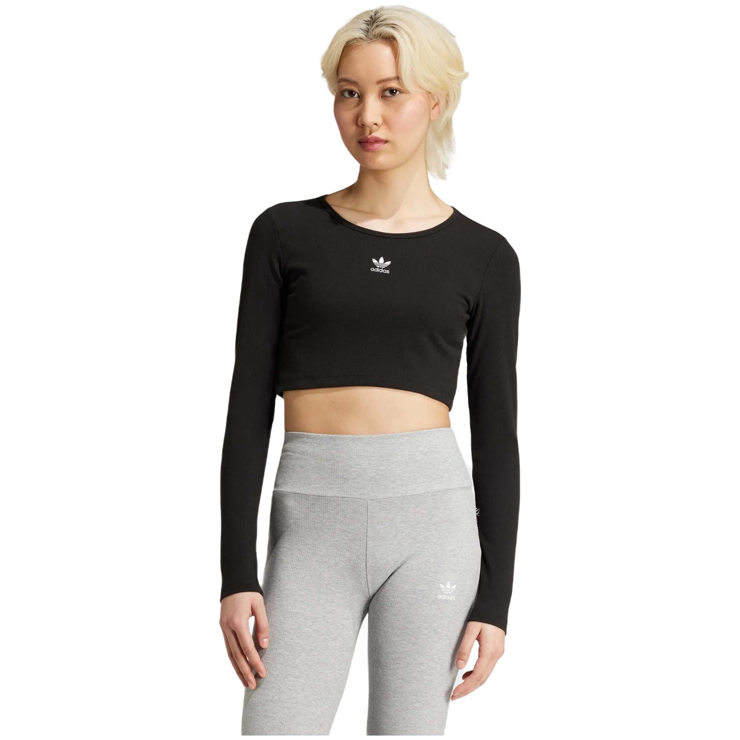 Camiseta De Manga Larga Adidas Essentials Ribbed Crop