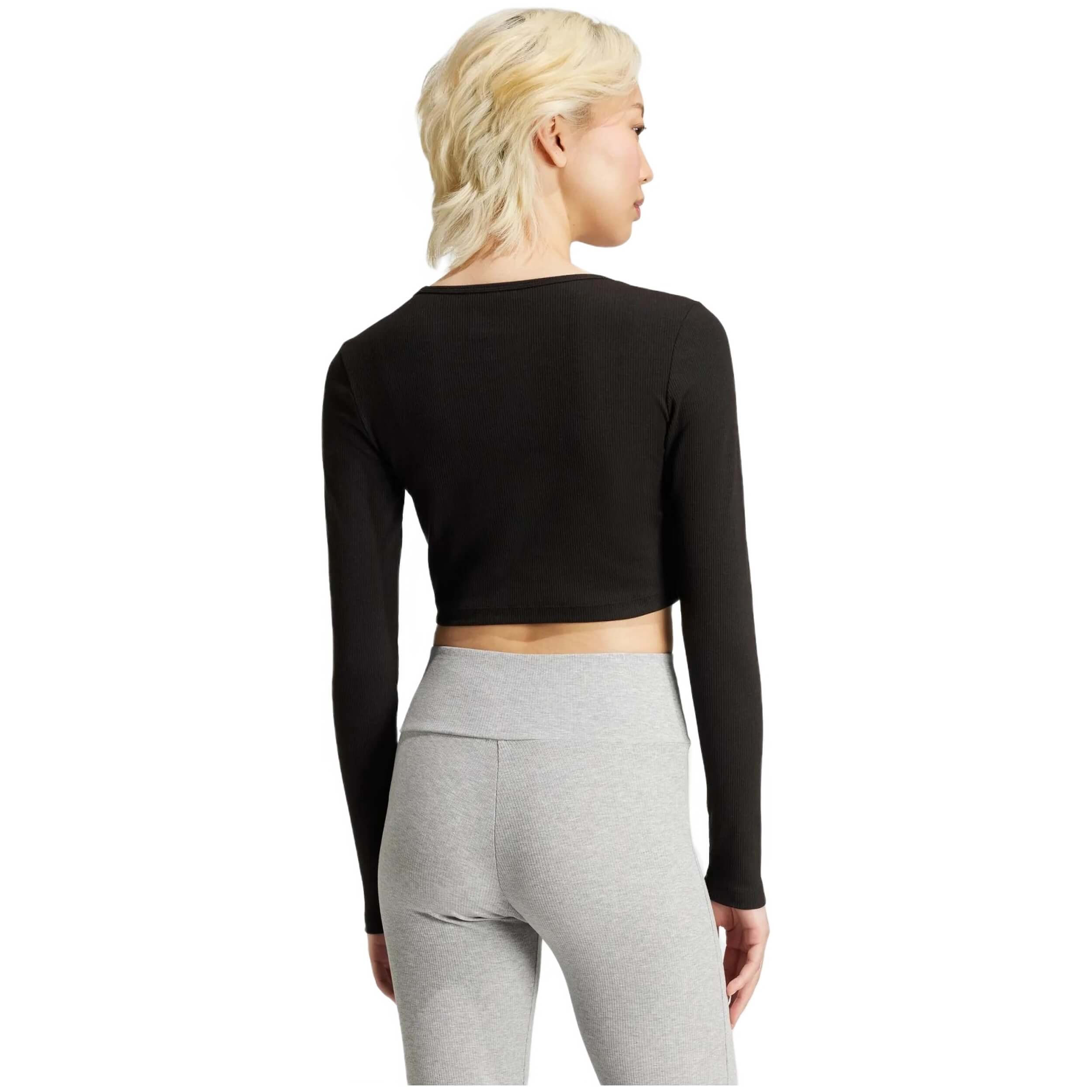 Camiseta De Manga Larga Adidas Essentials Ribbed Crop