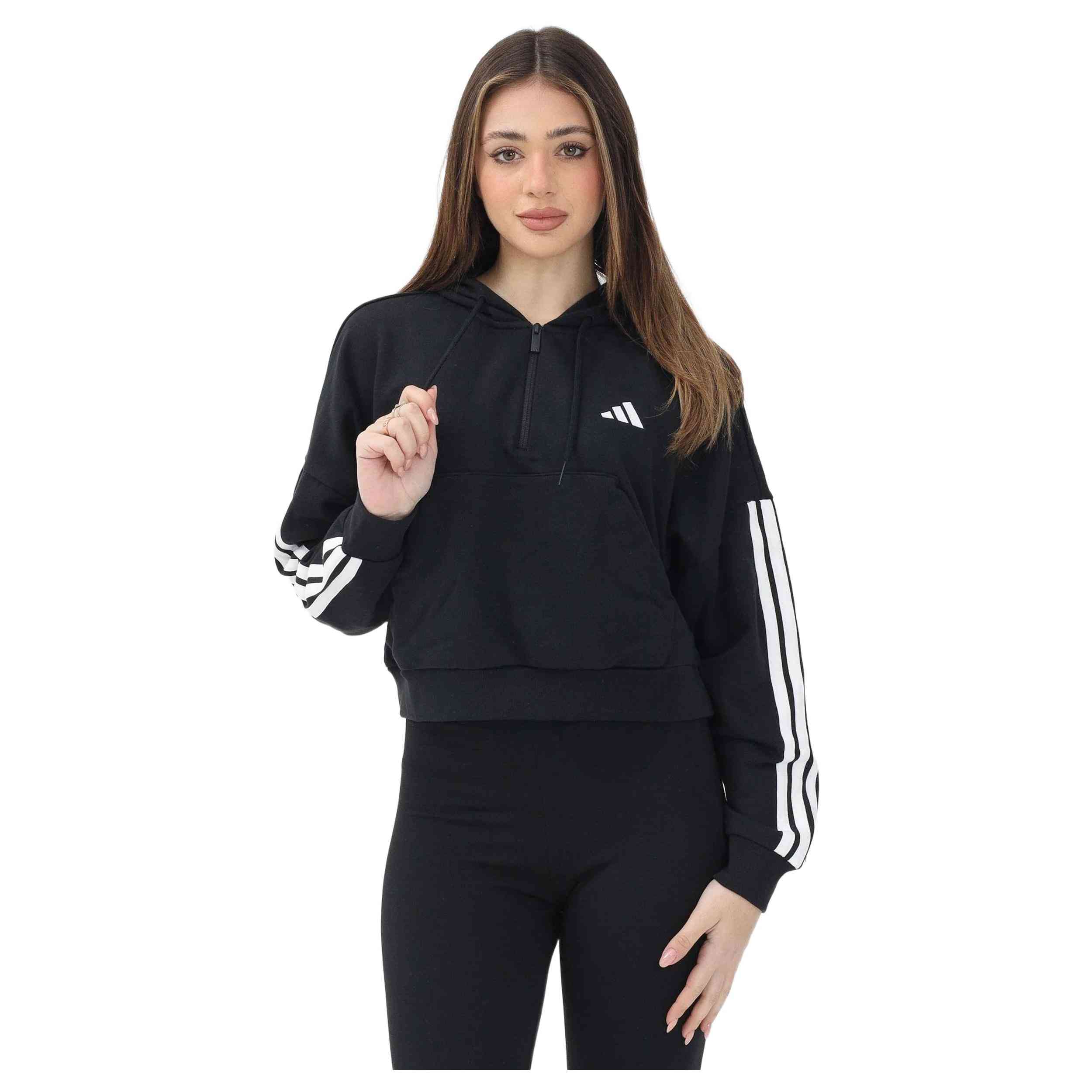 Sudadera Con Capucha Adidas 3 Stripes French Terry Qz