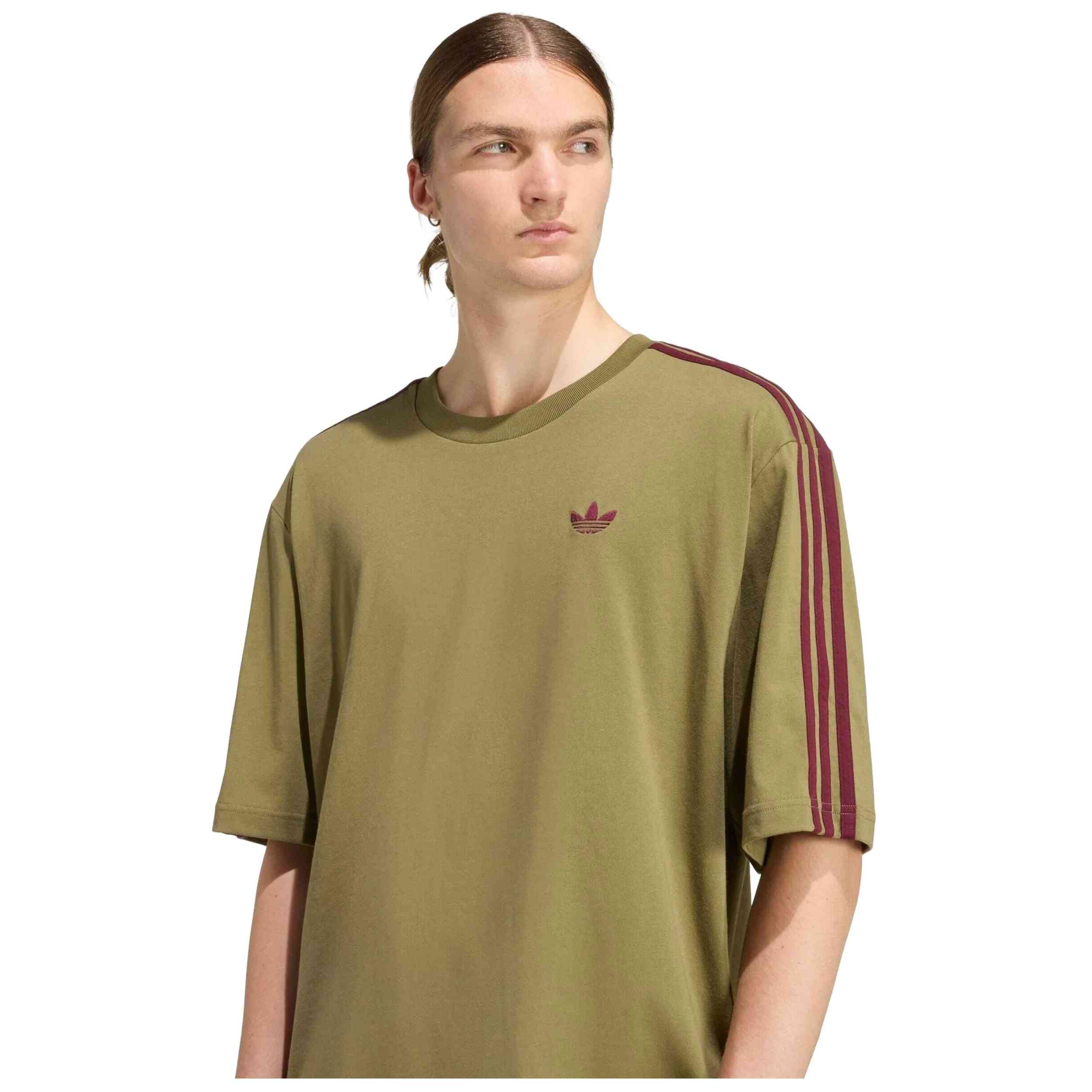 Camiseta De Manga Corta Adidas Adicolor 3-Stripes "Focus Olive/Maroon"