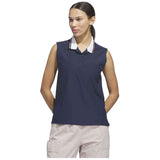 Top Adidas Beyond The Course Twistknit Sleeveless Polo Shirt "Collegiate Navy / Dusky Orange"