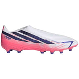 Botas De Futbol Adidas F50 Hyperfast League Laceless Artificial Ground Football Boots "Cloud White / Solar Purple / Solar Turbo"