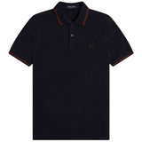 Polo De Manga Corta Fred Perry Twin Tipped "Navy / Brandy / Rich Brown"