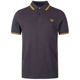Polo De Manga Corta Fred Perry Twin Tipped "Anchor Grey / Golden / Golden"